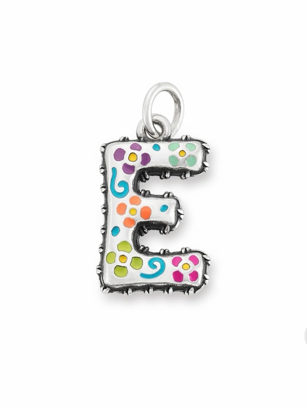 Consuela - James Avery: Initial Enamel Letter “E”Charm with Multicolor Accents.